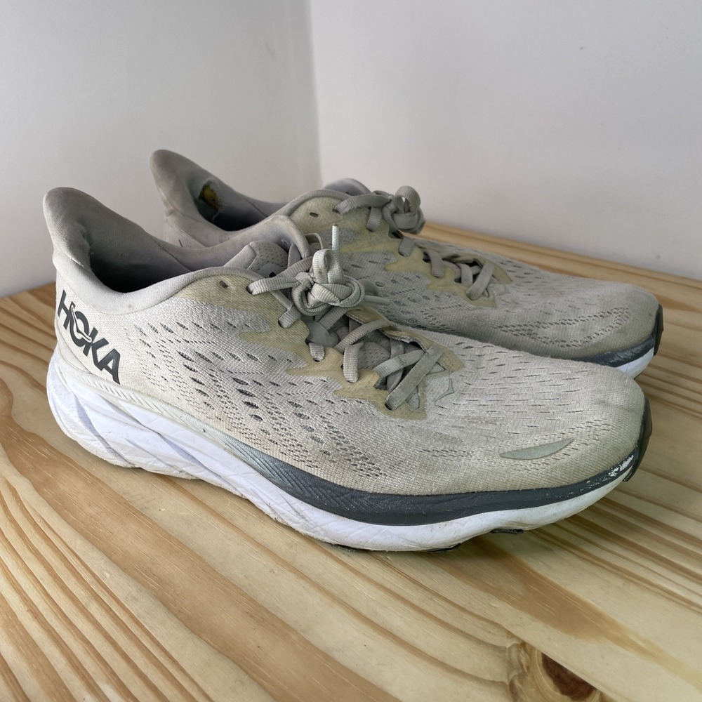 Hoka One One Clifton 8 Men's Running Sneakers Size 10.5 D White 1119393 LRNC